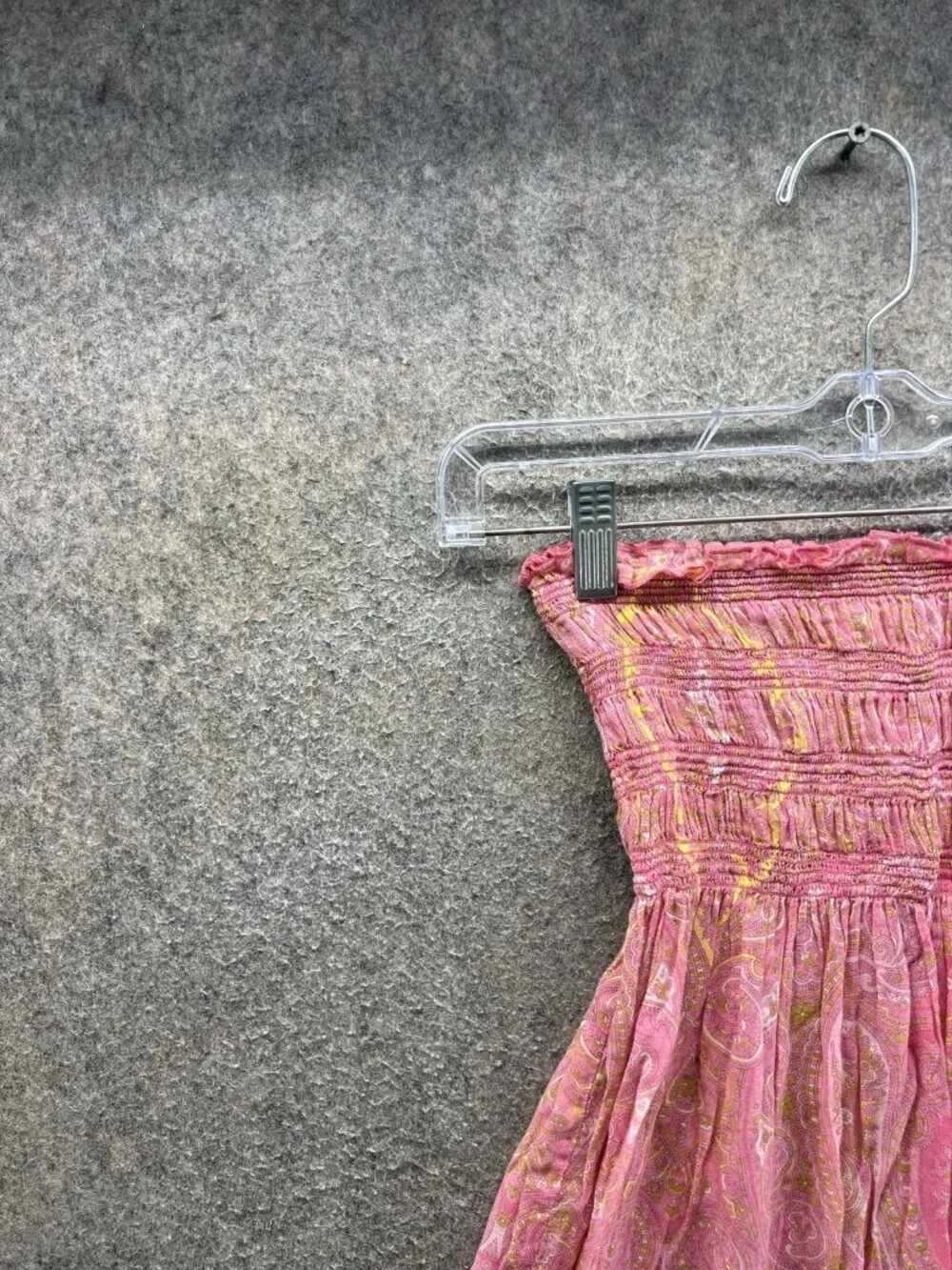 Tommy Bahama Paisley Dress Womens XS Pink Off Shoulder Smocked Ruffle Boho
